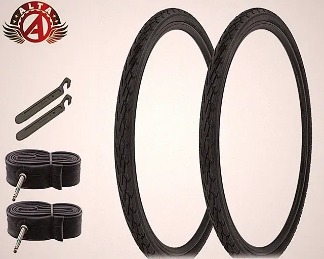 ALTA BICYCLE WIRE BEAD 700 x 38c BLACK DURABLE TIRES CORDOBA 60mm TUBES (6pc).